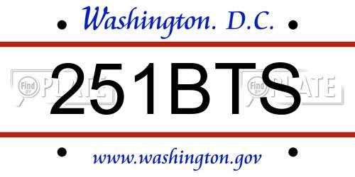 251BTS District Of Columbia License Plate