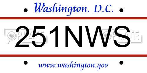 251NWS District Of Columbia License Plate