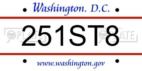 251ST8 District Of Columbia License Plate