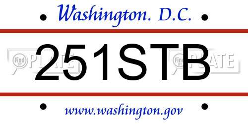 251STB District Of Columbia License Plate