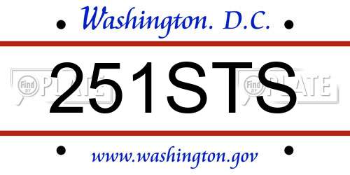 251STS District Of Columbia License Plate