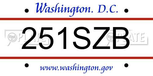 251SZB District Of Columbia License Plate
