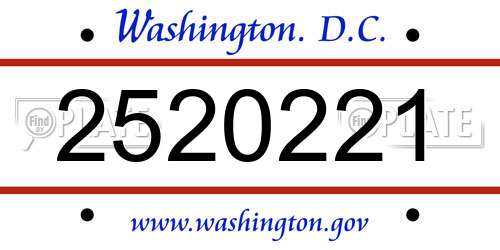 2520221 District Of Columbia License Plate