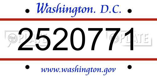 2520771 District Of Columbia License Plate