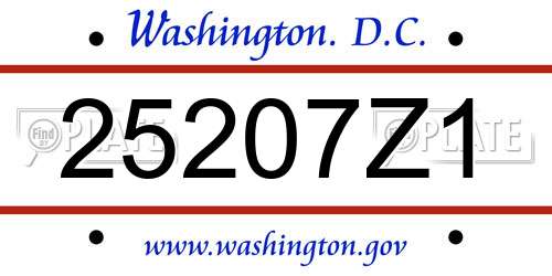 25207Z1 District Of Columbia License Plate