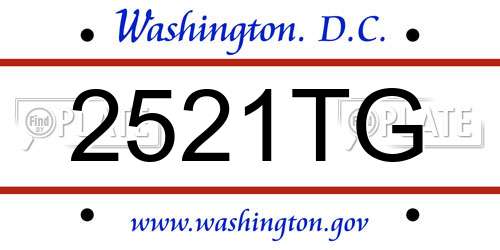 2521TG District Of Columbia License Plate