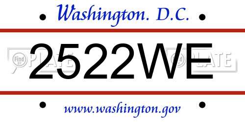 2522WE District Of Columbia License Plate