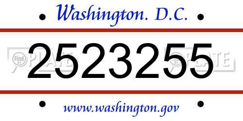 2523255 District Of Columbia License Plate