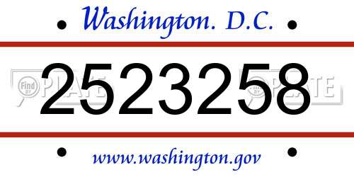2523258 District Of Columbia License Plate