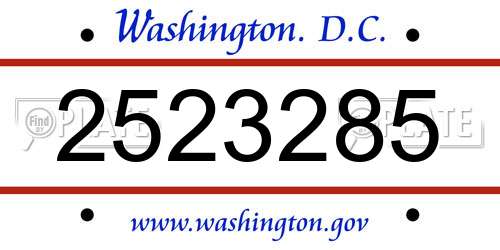 2523285 District Of Columbia License Plate