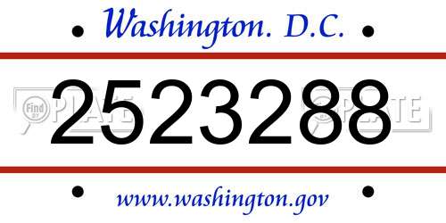 2523288 District Of Columbia License Plate