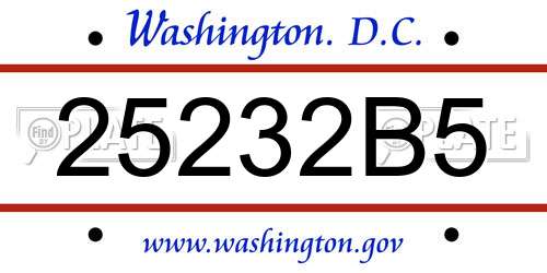 25232B5 District Of Columbia License Plate