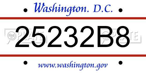 25232B8 District Of Columbia License Plate