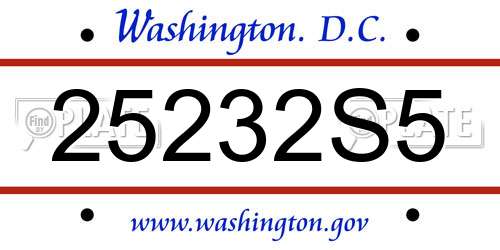 25232S5 District Of Columbia License Plate