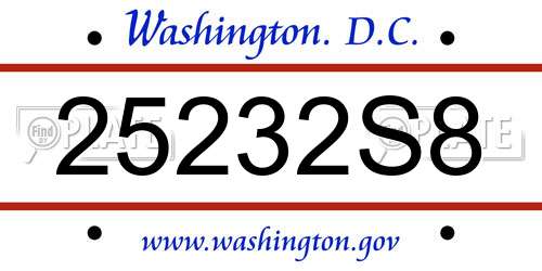 25232S8 District Of Columbia License Plate