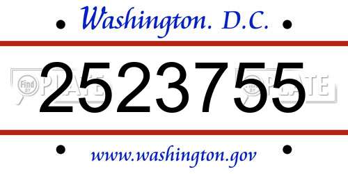 2523755 District Of Columbia License Plate