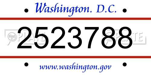 2523788 District Of Columbia License Plate