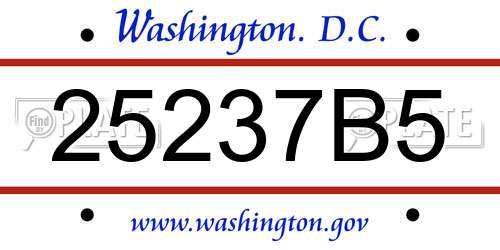 25237B5 District Of Columbia License Plate