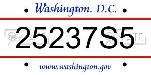 25237S5 District Of Columbia License Plate