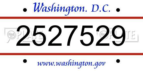 2527529 District Of Columbia License Plate