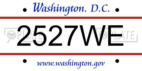 2527WE District Of Columbia License Plate