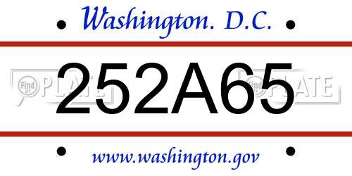 252A65 District Of Columbia License Plate