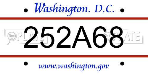 252A68 District Of Columbia License Plate