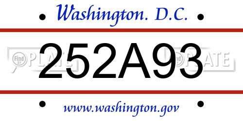 252A93 District Of Columbia License Plate