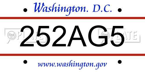 252AG5 District Of Columbia License Plate