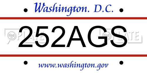 252AGS District Of Columbia License Plate