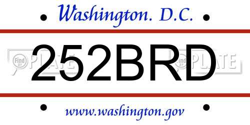 252BRD District Of Columbia License Plate