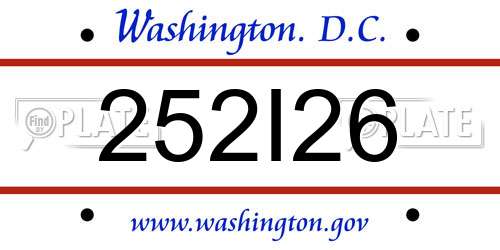 252I26 District Of Columbia License Plate