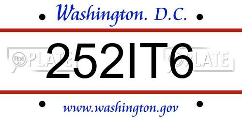 252IT6 District Of Columbia License Plate