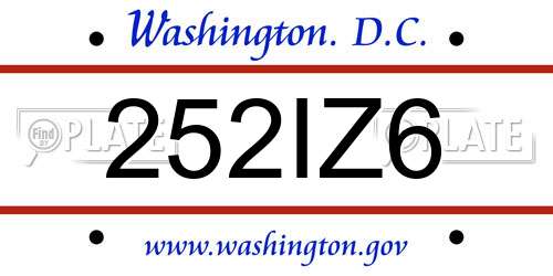 252IZ6 District Of Columbia License Plate