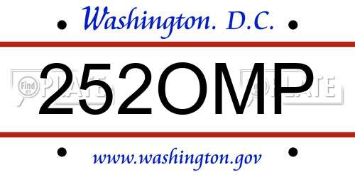 252OMP District Of Columbia License Plate