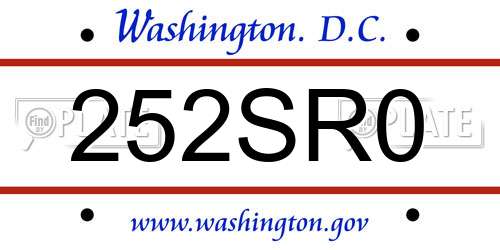 252SR0 District Of Columbia License Plate