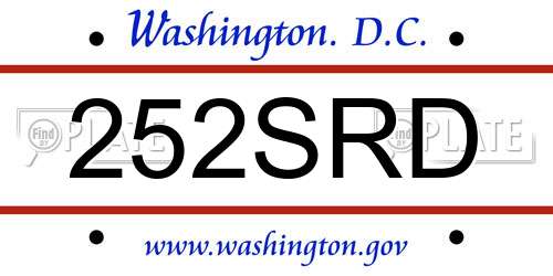 252SRD District Of Columbia License Plate