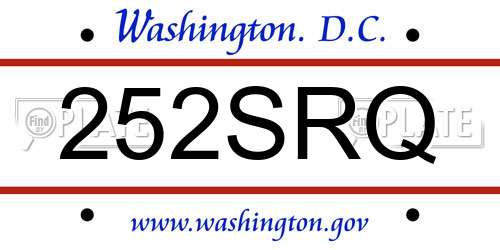 252SRQ District Of Columbia License Plate