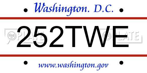 252TWE District Of Columbia License Plate