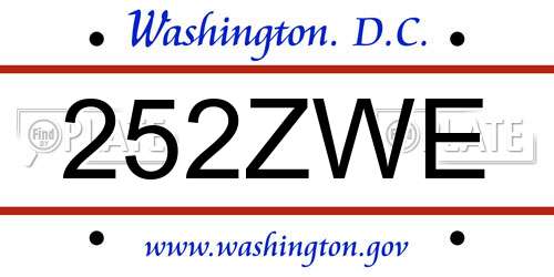 252ZWE District Of Columbia License Plate