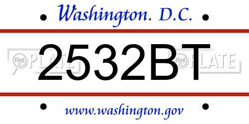 2532BT District Of Columbia License Plate
