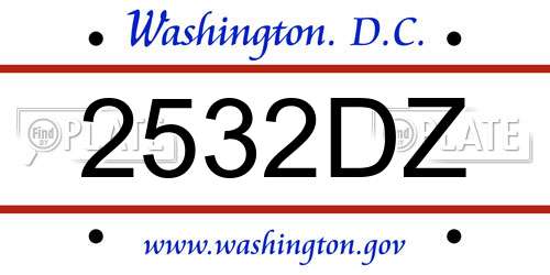 2532DZ District Of Columbia License Plate