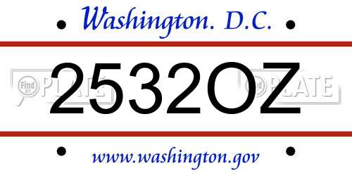 2532OZ District Of Columbia License Plate
