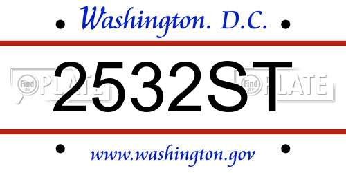 2532ST District Of Columbia License Plate
