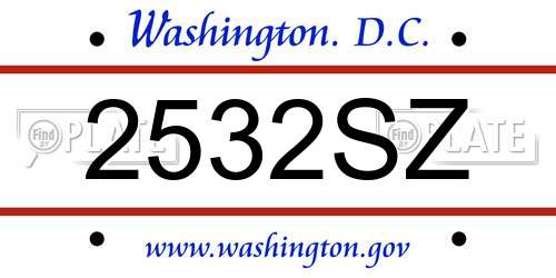 2532SZ District Of Columbia License Plate