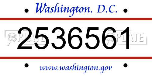 2536561 District Of Columbia License Plate
