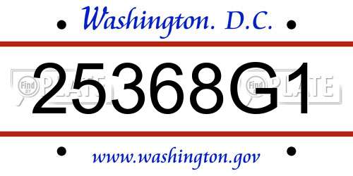 25368G1 District Of Columbia License Plate