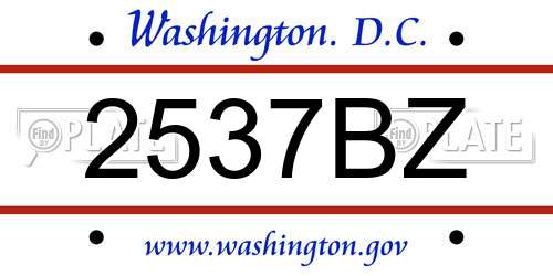 2537BZ District Of Columbia License Plate