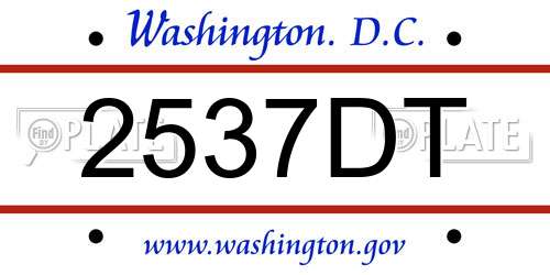 2537DT District Of Columbia License Plate