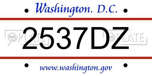 2537DZ District Of Columbia License Plate
